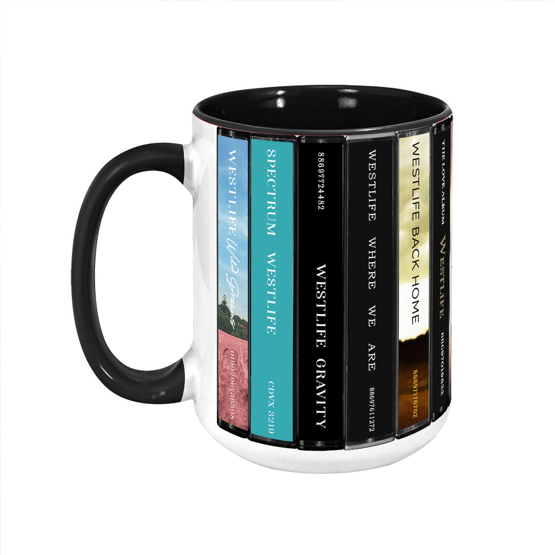 Westlife Albums Cassette Collection Retro Accent Edge-to-Edge Printed Mug