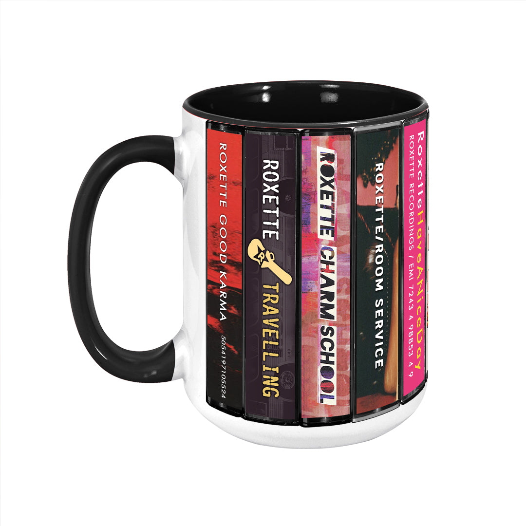 Roxette Albums Cassette Collection Retro Accent Edge-to-Edge Printed Mug