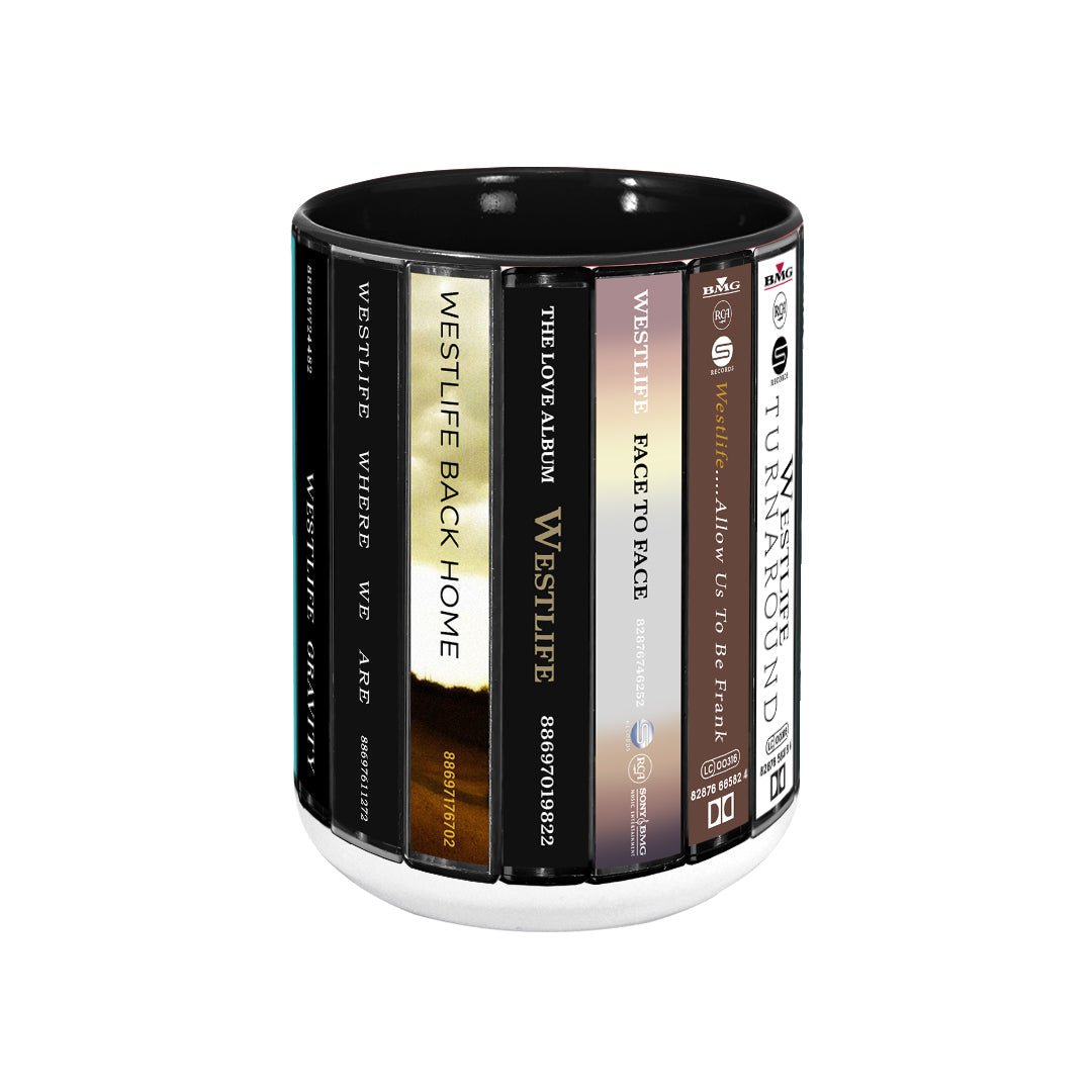 Westlife Albums Cassette Collection Retro Accent Edge-to-Edge Printed Mug
