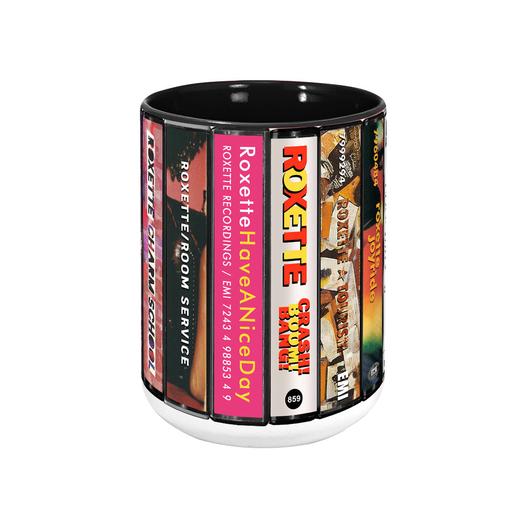 Roxette Albums Cassette Collection Retro Accent Edge-to-Edge Printed Mug