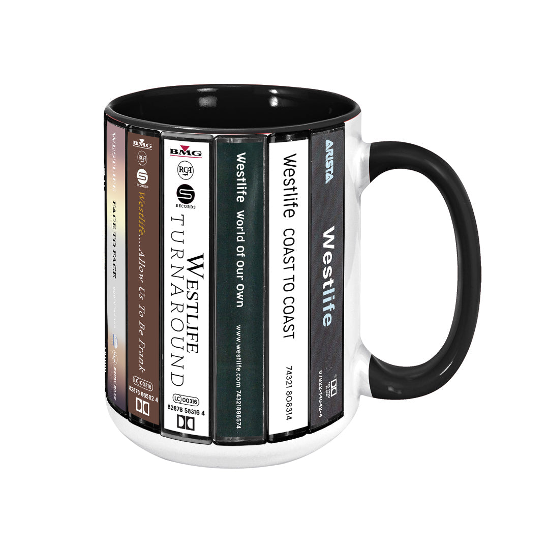 Westlife Albums Cassette Collection Retro Accent Edge-to-Edge Printed Mug