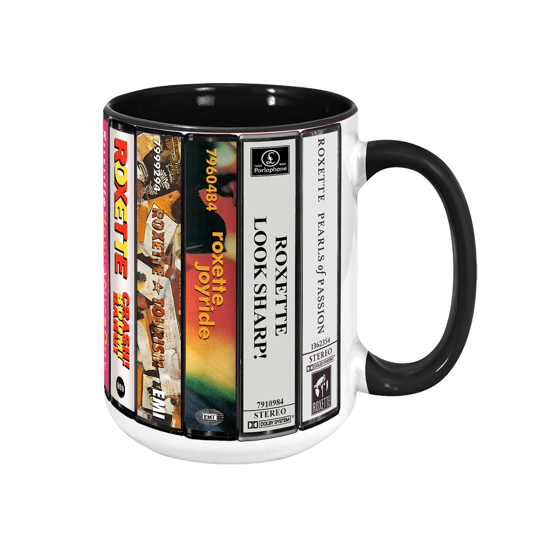 Roxette Albums Cassette Collection Retro Accent Edge-to-Edge Printed Mug